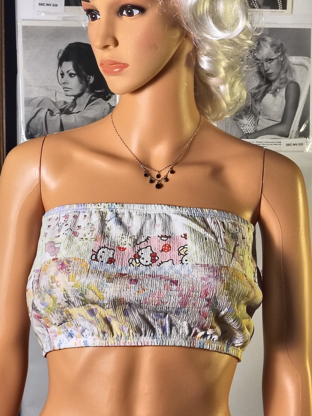 NGOrder x Hello Kitty Womens L Patchwork Bandeau Tube Crop Top NWT